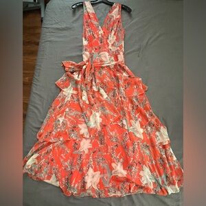 WHBM Sleeveless V-Neck Tierd Midi Dress